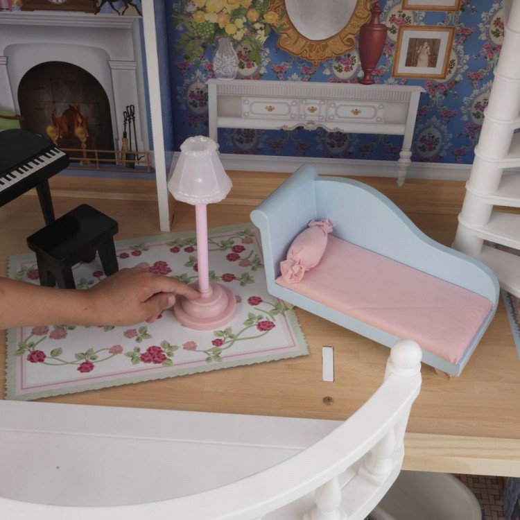 Деревянный кукольный домик "Магнолия", с мебелью 13 предметов в наборе, свет, звук, для кукол 30 см, в подарочной упаковке (65907_KE)