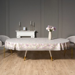 Скатерть  овальная  "ирисы" ,180х300см ,серый,100%хлопок ,твил Lefard (850-755-41)