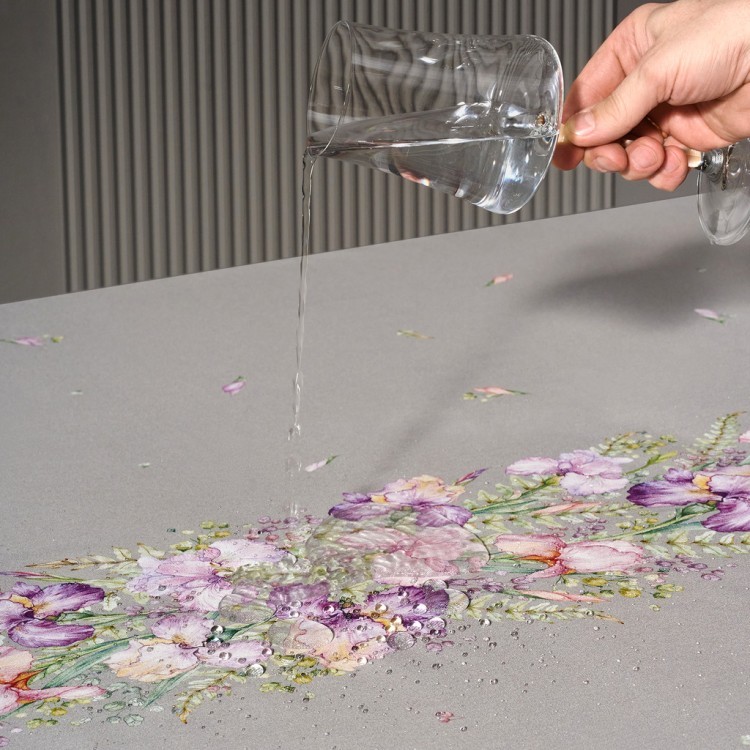 Скатерть  овальная  "ирисы" ,180х300см ,серый,100%хлопок ,твил Lefard (850-755-41)