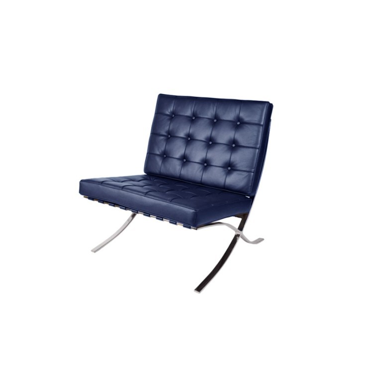 Кресло Барселона EC-010/YM37, нержавеющая сталь, кожа, royal blue, ROOMERS FURNITURE Кресло Барселона EC-010/YM37, нержавеющая сталь, кожа, royal blue, ROOMERS FURNITURE