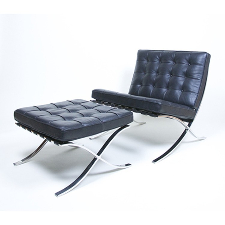 Кресло Барселона EC-010/YM37, нержавеющая сталь, кожа, royal blue, ROOMERS FURNITURE Кресло Барселона EC-010/YM37, нержавеющая сталь, кожа, royal blue, ROOMERS FURNITURE