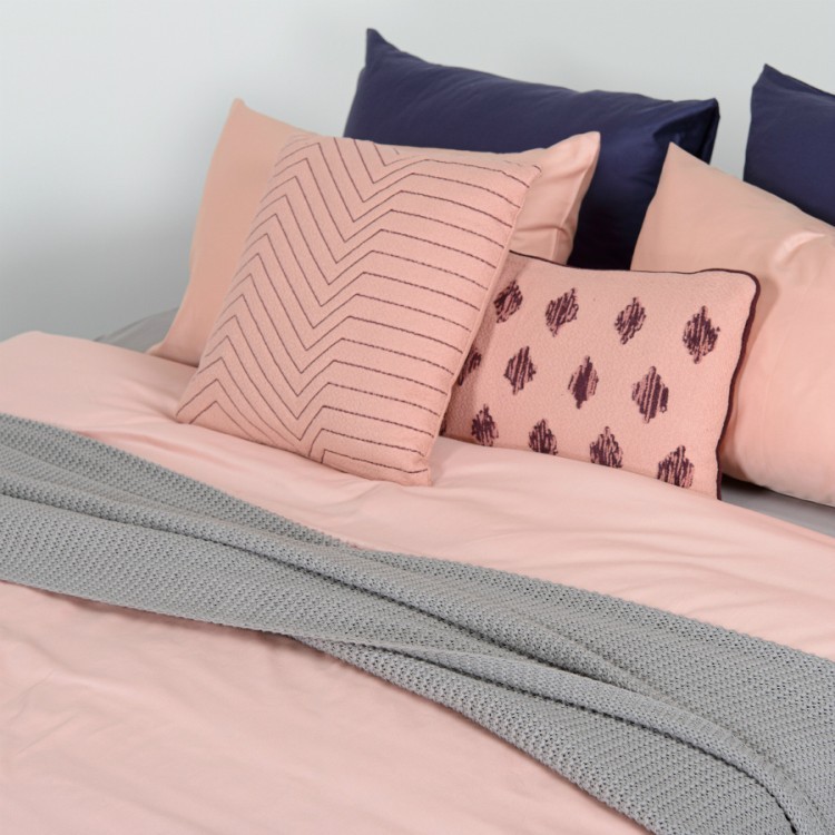 Комплект постельного белья двуспальный из сатина цвета пыльной розы из коллекции essential (66419)