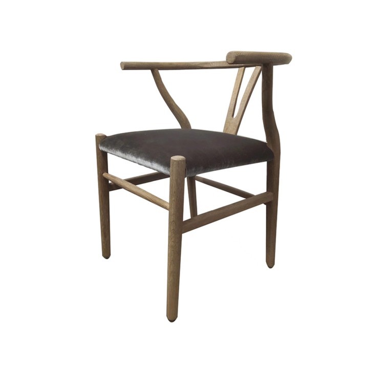 Полукресло HDC942-OAK/HT1061-10, дуб, текстиль, grey, ROOMERS FURNITURE