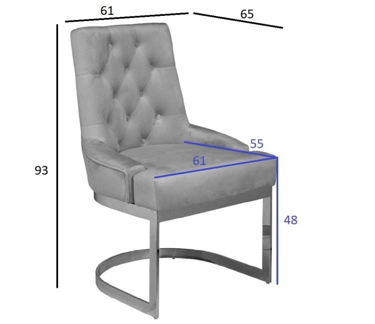 Стул велюр светло-серый/хром 65*61*93см (TT-00011549)