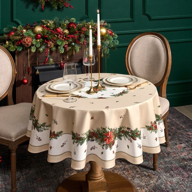 Скатерть круглая "celebration"150 см  ,бежевый, 100% хлопок ,твил горох с пропиткой Lefard (850-734-27)