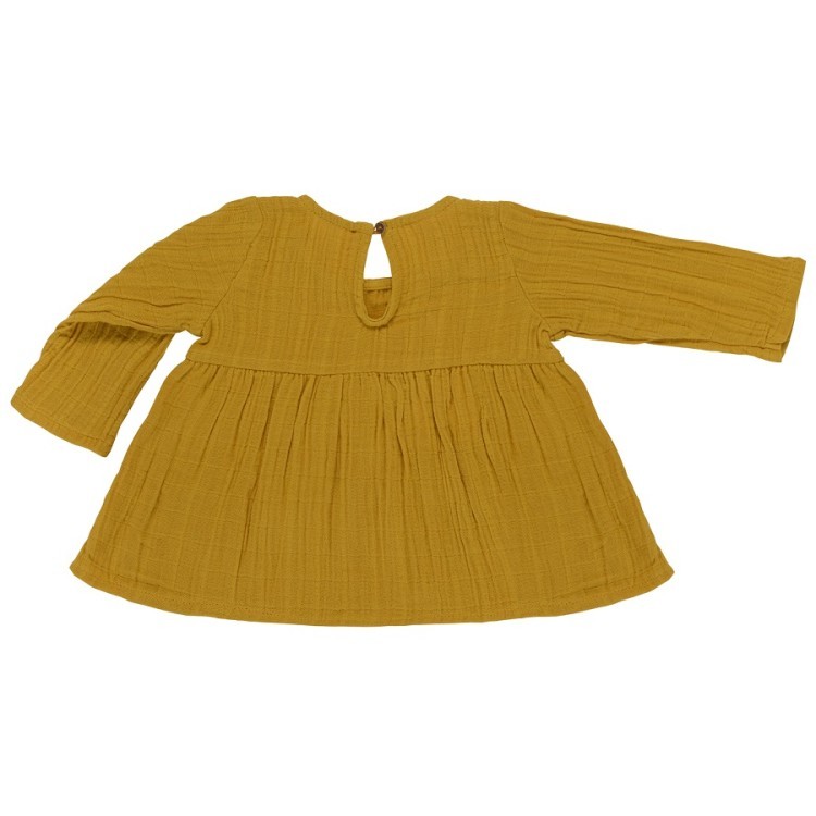 Платье с длинным рукавом из хлопкового муслина горчичного цвета из коллекции essential 24-36m (69604)