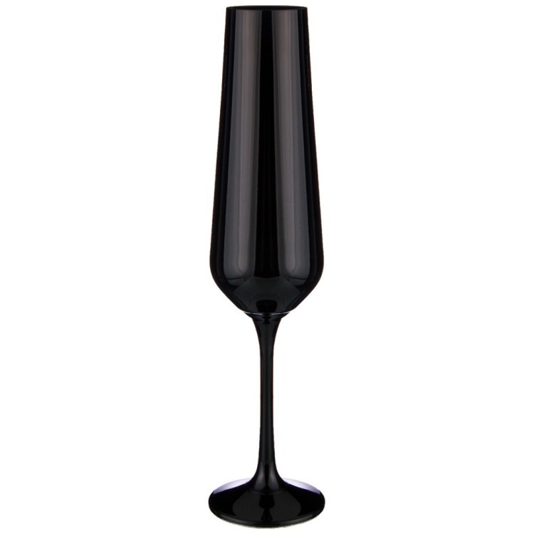 Набор бокалов для шампанского "sandra sprayed black" из 6 шт. 200 мл. высота=25 см. Bohemia Crystal (674-716)