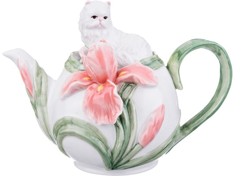 Чайник заварочный "кот в ирисах" 20*12.5*14,5 см. 550 мл Lefard (461-258)