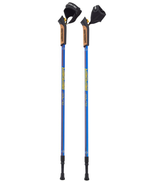 Скандинавские палки Blade, 77-135 см, 2-секционные, синий/красный/желтый (1527727)
