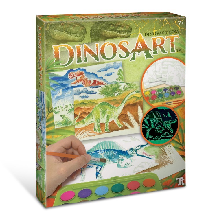 Серия Dino: Набор для рисования с палитрой и готовыми эскизами (5 эскизов, краски, кисти) (15052_NSDA)