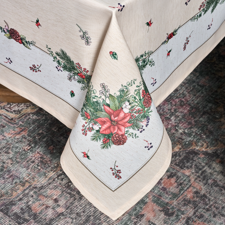 Скатерть  160х220 cm  прямоугольная, "celebration", цвет: бежевый, tm lefard, полиэстер 100% (кор=18 Lefard (986-001-20)