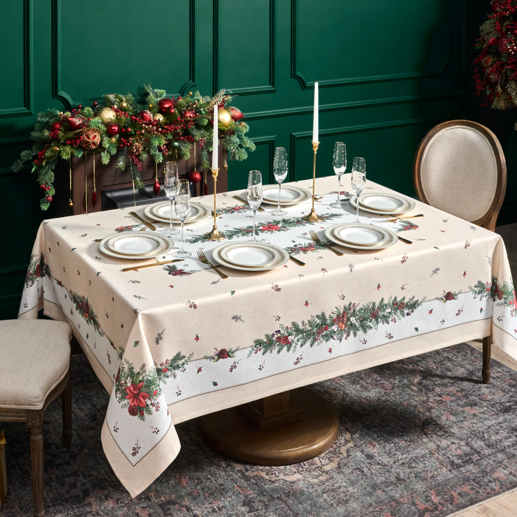 Скатерть  160х220 cm  прямоугольная, "celebration", цвет: бежевый, tm lefard, полиэстер 100% (кор=18 Lefard (986-001-20)