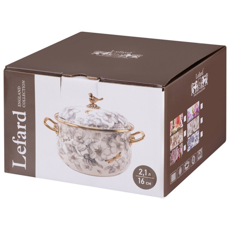 Кастрюля lefard эмалированная с крышкой серия фландрия, 2,1л, диа.16см Lefard (950-766)