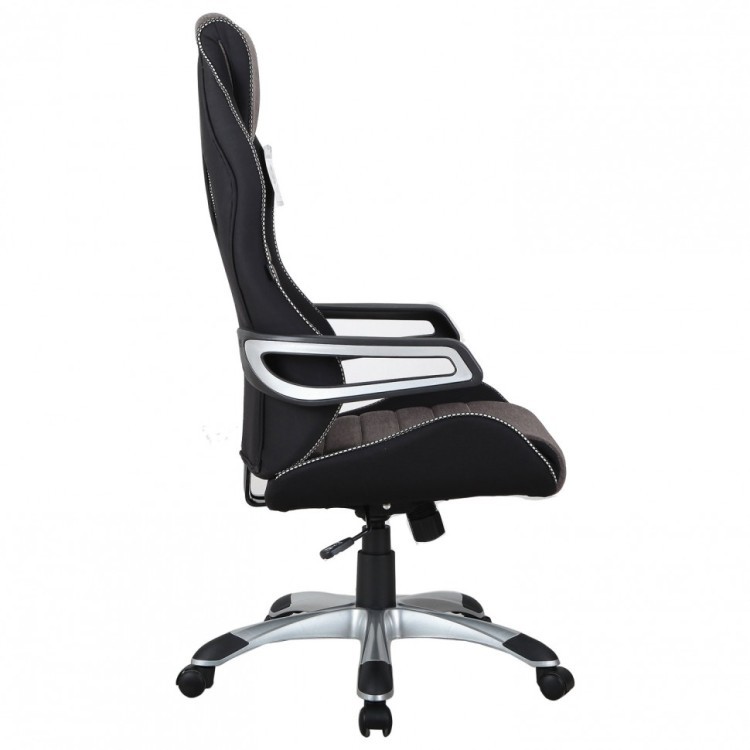 Кресло компьютерное BRABIX Techno GM-002 ткань черное/серое вставки белые 531815 (1) (94504)