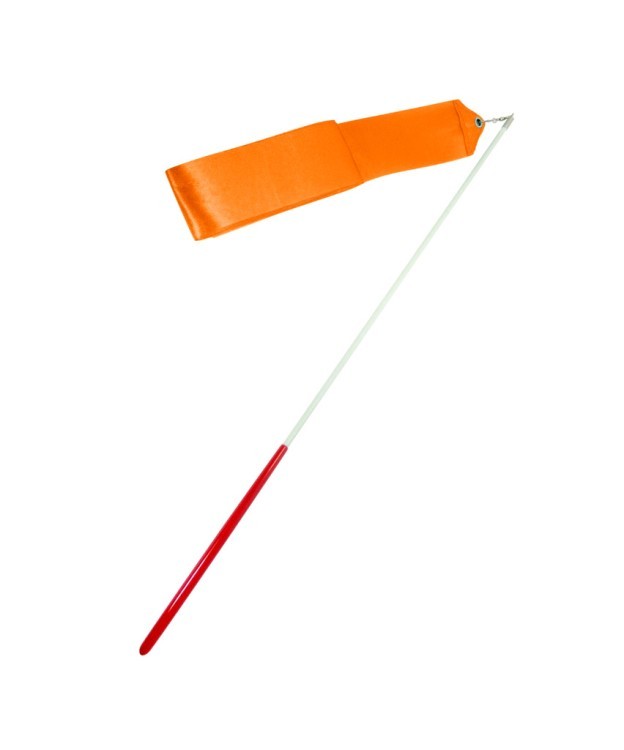 Лента для художественной гимнастики AGR-201 4м, с палочкой 46 см, оранжевый (402173)