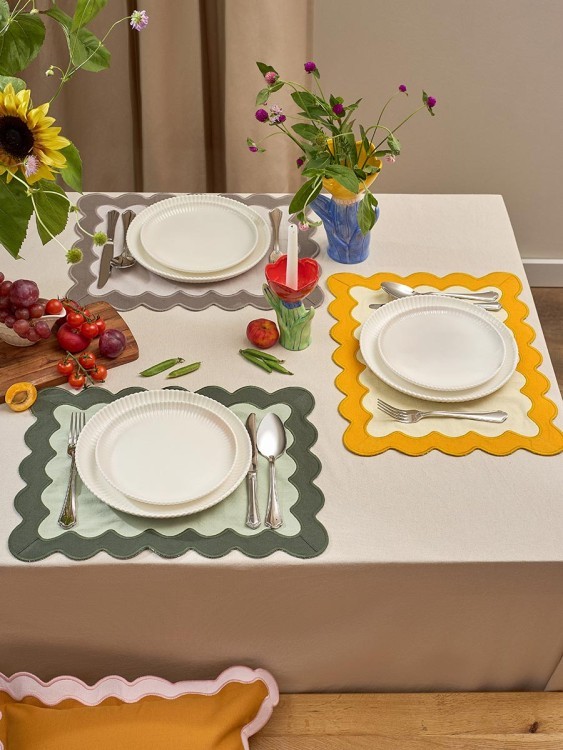 Салфетка под приборы с контрастным кантом зеленого цвета из коллекции trendy ruffles, 35х45 см (78893)