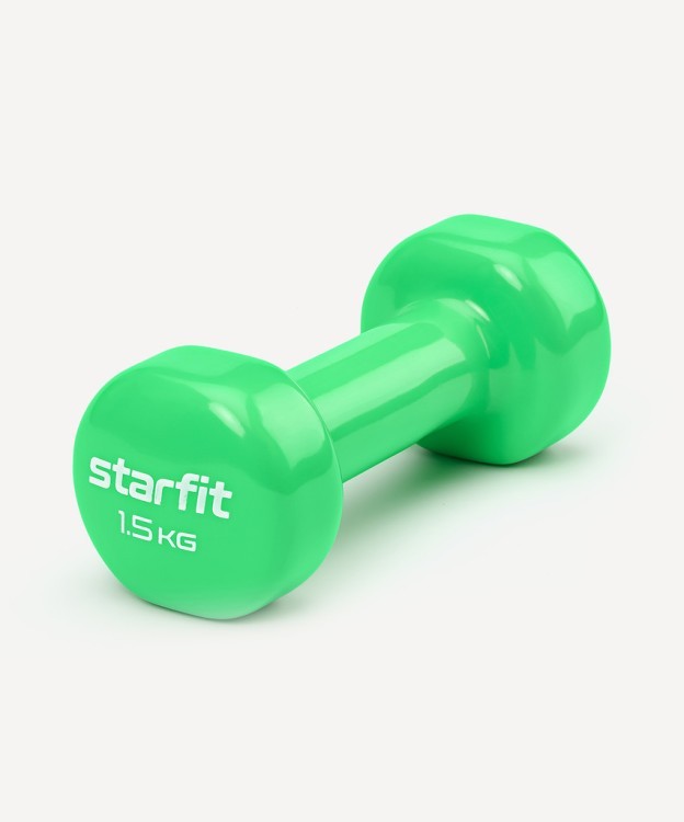 Гантель виниловая STARFIT DB-101 1,5 кг, зеленый (2103571)