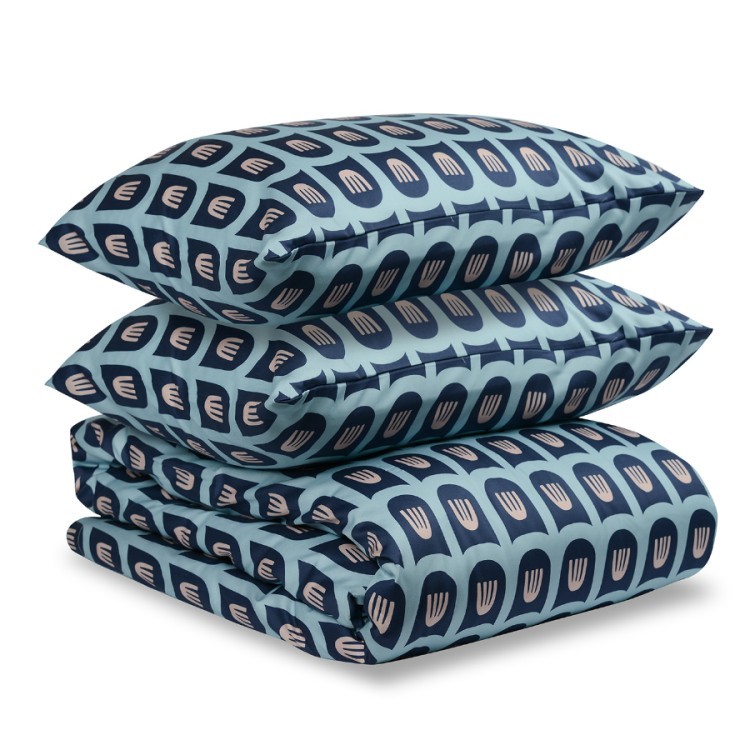 Комплект постельного белья из сатина голубого цвета с принтом blossom time из коллекции cuts&pieces (66411)