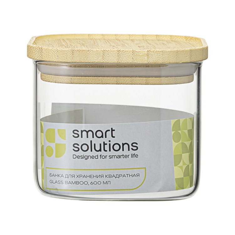 Банка для хранения квадратная glass bamboo, 600 мл (77502)