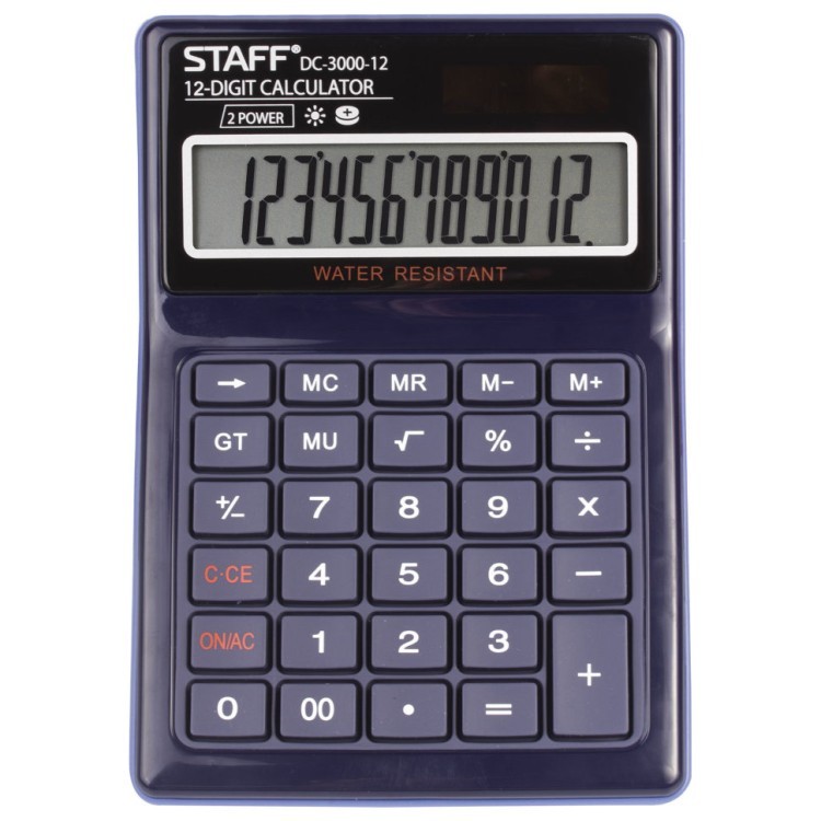 Калькулятор настольный водонепроницаемый Staff PLUS DC-3000-12 12 разрядов 250424 (64939)