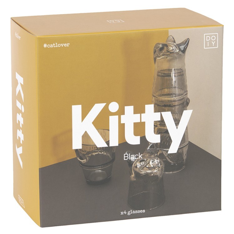 Набор из 4 стаканов kitty, черный (70133)