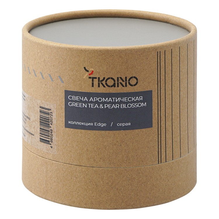 Свеча ароматическая с деревянным фитилём green tea & pear blossom из коллекции edge, серый, 60 ч (75678)
