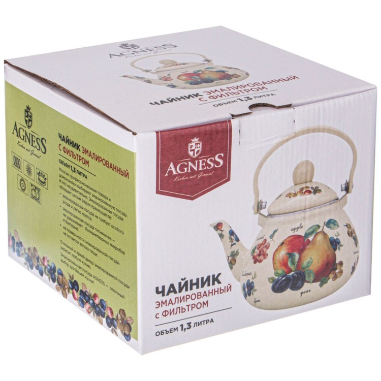 Чайник agness эмалированный с фильтром из нжс серия "маки" 1,3 л Agness (934-445) Чайник agness эмалированный с фильтром из нжс серия "маки" 1,3 л Agness (934-445)