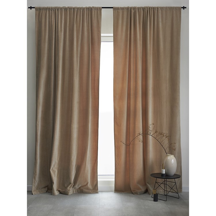 Штора из хлопкового бархата бежевого цвета из коллекции essential, 150х290 см (76955)