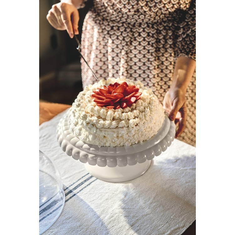 Блюдо для торта с крышкой tiffany, D30 см, серо-бежевое (75594)