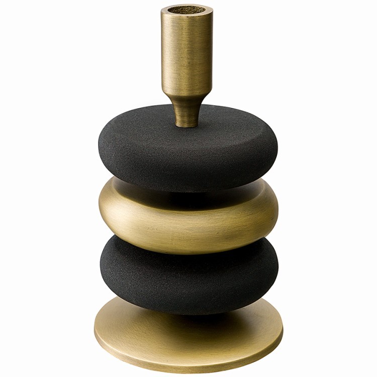 Подсвечник stone, 20 см, черный/античная латунь (76296)