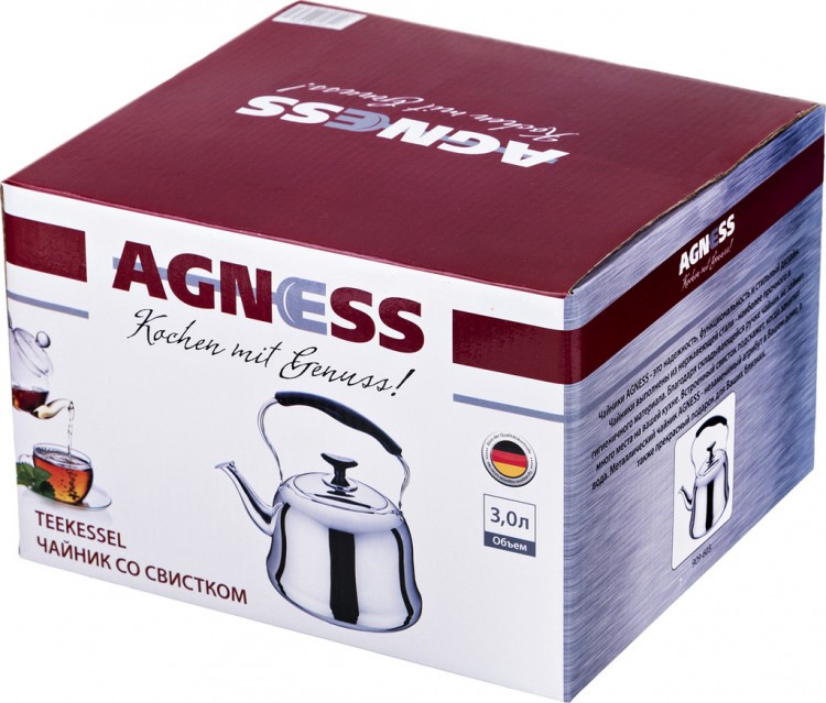 Чайник agness со встроенным свистком 3 л. Agness (909-603)