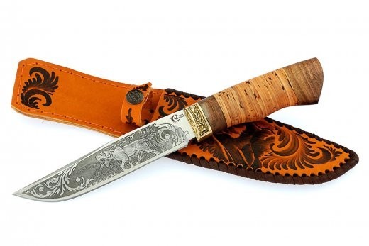 Нож туристический Ворсма Путник, сталь 65х13, дерево-орех, с гравировкой (кузница Семина) (61564)