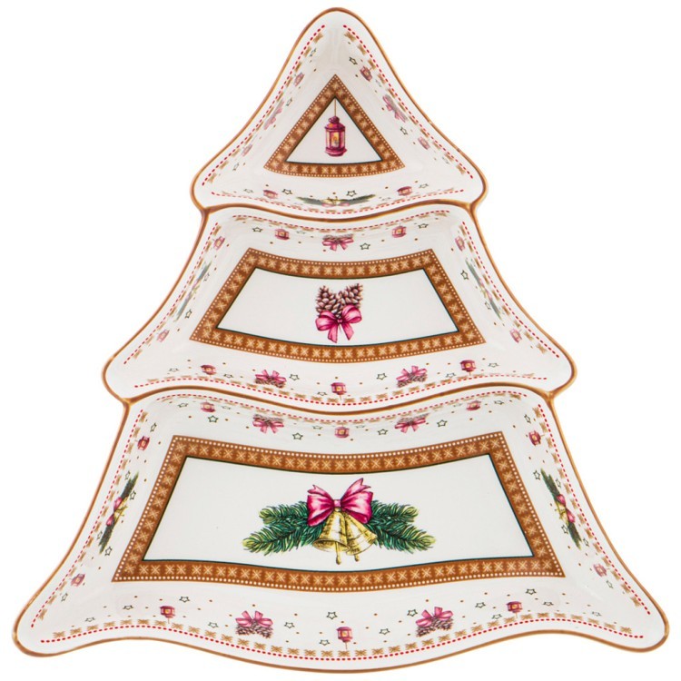 Менажница 3-х секционная "christmas collection" 25*25 см. высота=4,5 см Lefard (586-445)