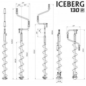 Ледобур Iceberg Euro 130R-1300 v3.0 (диаметр 130 мм) двуручный, правый, полукруглые ножи (67148)