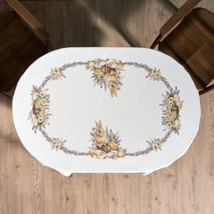 Скатерть овальная "лавандовая весна" 140х180см, 100% хлопок, твил c пропиткой Lefard (850-768-4)