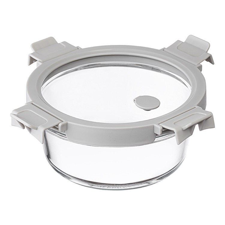 Контейнер для запекания и хранения круглый click glass, 650 мл, светло-серый (77788)