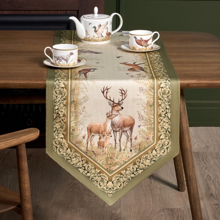 Дорожка "охота" 45х145см, зеленый, 100% хлопок, твил с пропиткой Lefard (850-769-3)