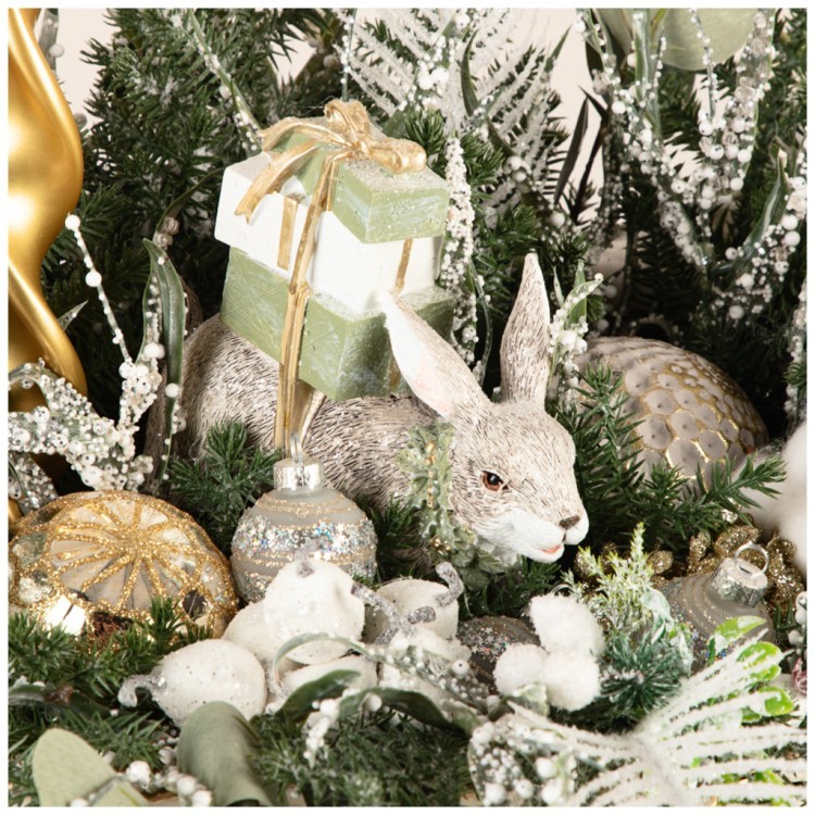 Цветочная композиция в корзине "рождественский кролик" ширина75см*высота 45см- без упаковки Lefard (23-2115)