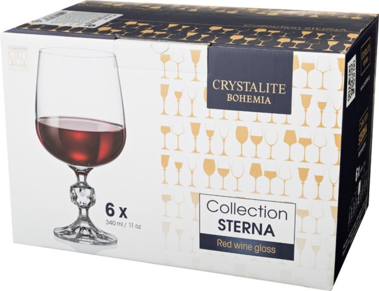 Набор бокалов для вина из 6 шт. "claudie/sterna" 340 мл высота=16,5 см Crystalite Bohemia (669-280)
