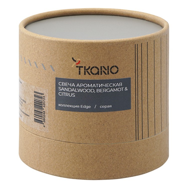 Свеча ароматическая с деревянным фитилём sandalwood, bergamot & citrus из коллекции edge, серый, 60 ч (75696)