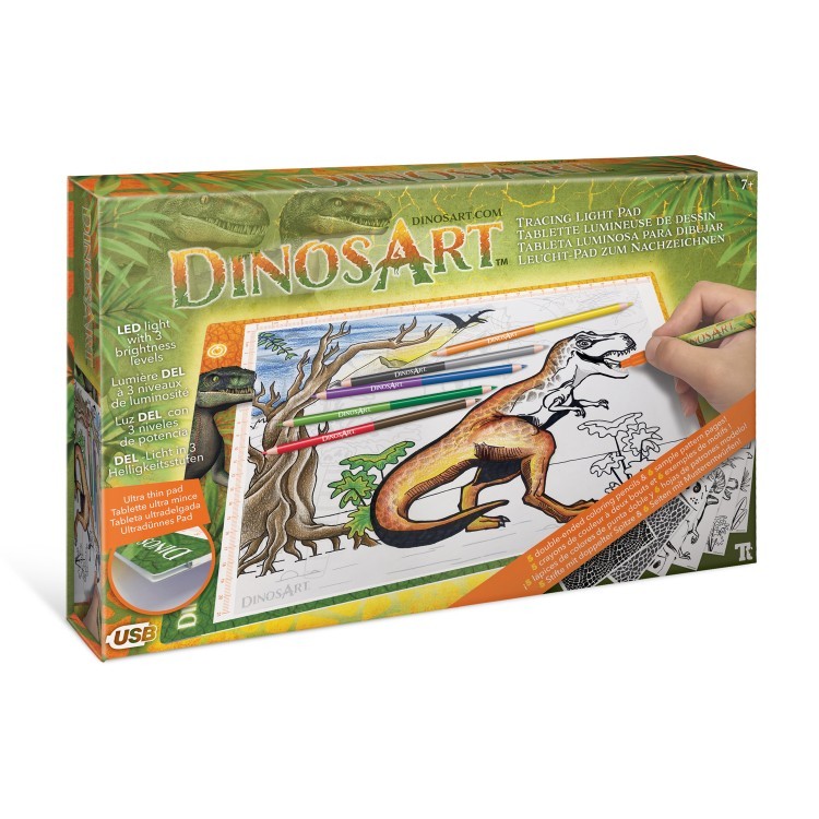 Серия Dino: Детский световой планшет для рисования (10 эскизов, 5 двухсторонних карандашей) (15151_NSDA)