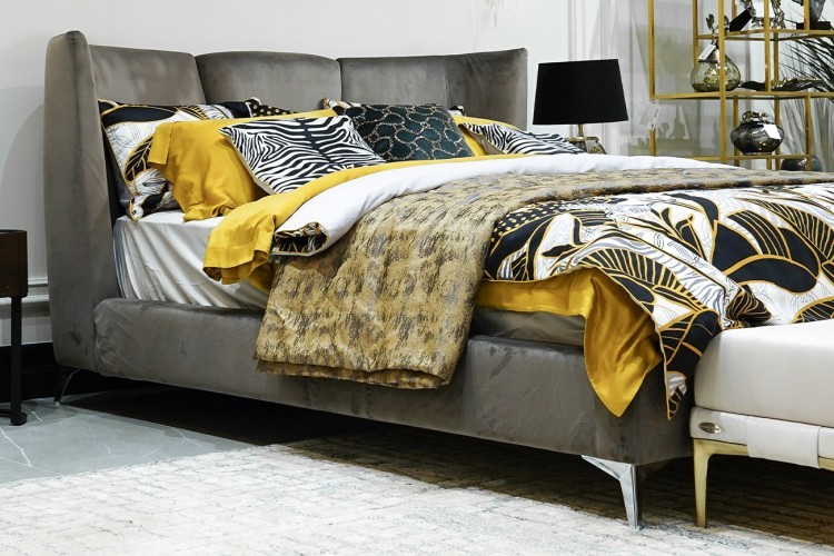 Кровать Siena без мех.велюр серый Colt017 199*222*116см (TT-00012402)