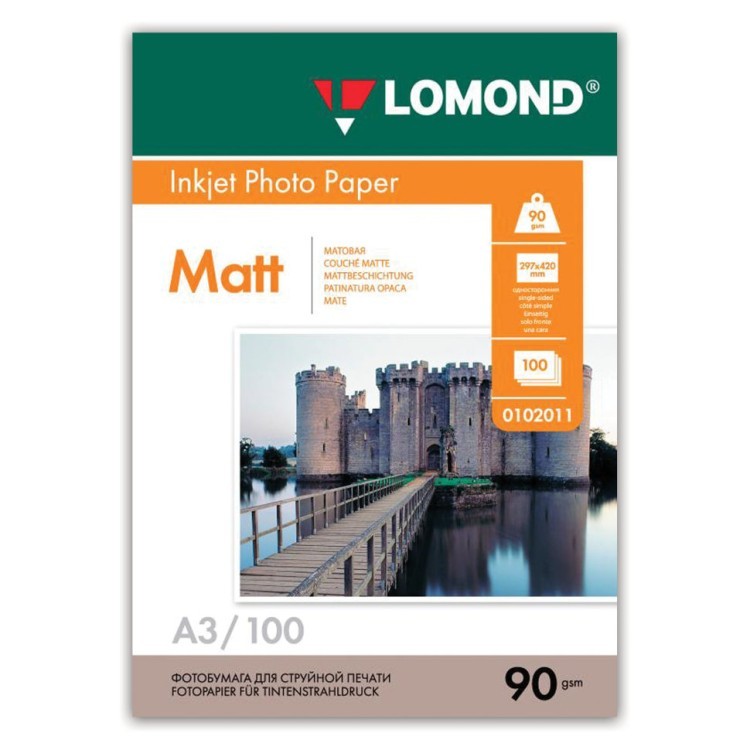 Фотобумага для струйной печати Lomond А3 90 г/м2 100 листов односторонняя матовая 0102011 (1) (65452)