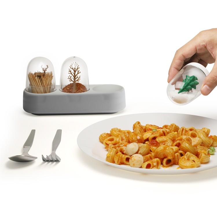 Набор емкостей для соли, перца, зубочисток с подставкой forest ecology (73829)