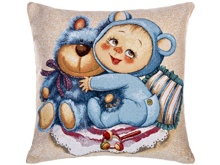 Подушка 30х30 мамино счастье медвежонок. гобелен, бежевый,100% хлопок SANTALINO (850-902-12)