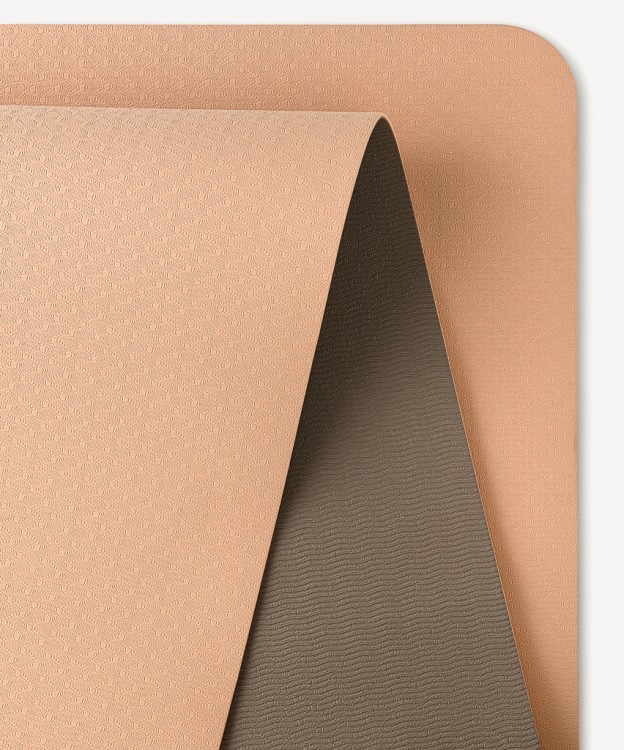 Коврик для йоги и фитнеса STARFIT FM-201, TPE, 183x61x0,4 см, персиковый/серый (2108059)