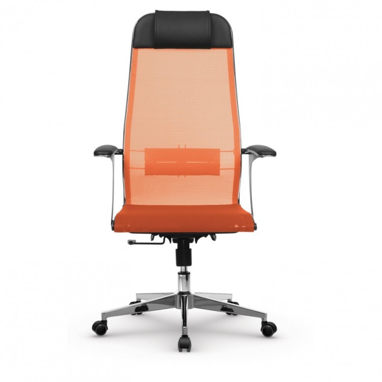 Кресло офисное МЕТТА К-4-Т хром прочная сетка сиденье и спинка регулируемые оранжевое 532450 (1) (94566)