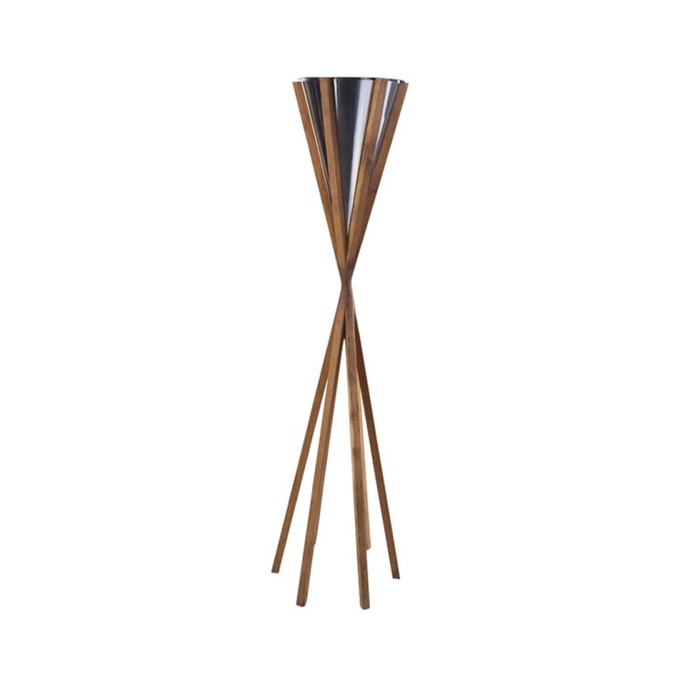 Подсвечник T658-L-MG, 48, тиковое дерево, сталь, Brown, ROOMERS FURNITURE