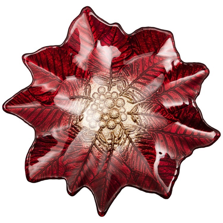 Блюдо "poinsettia" red gold 27х26 см без упаковки (мал 6шт) АКСАМ (339-093)