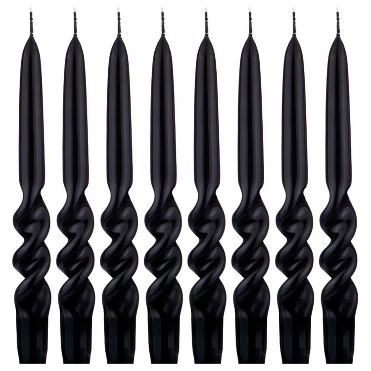 Набор свечей из 8 шт. 23,5/2,2 см. лакированный черный Adpal (348-663)